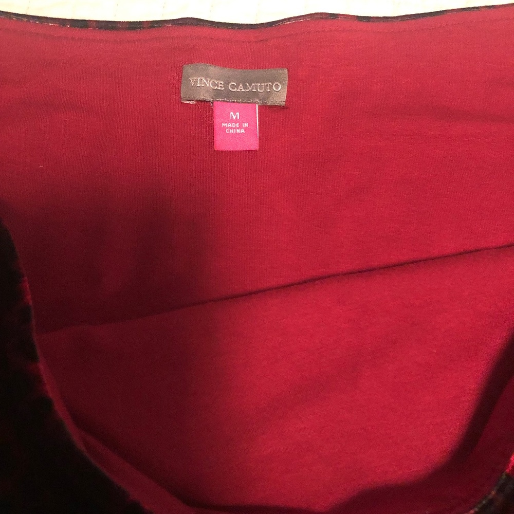 Vince Camuto Red Leopard Velvet Skirt Medium M - Picture 8 of 10